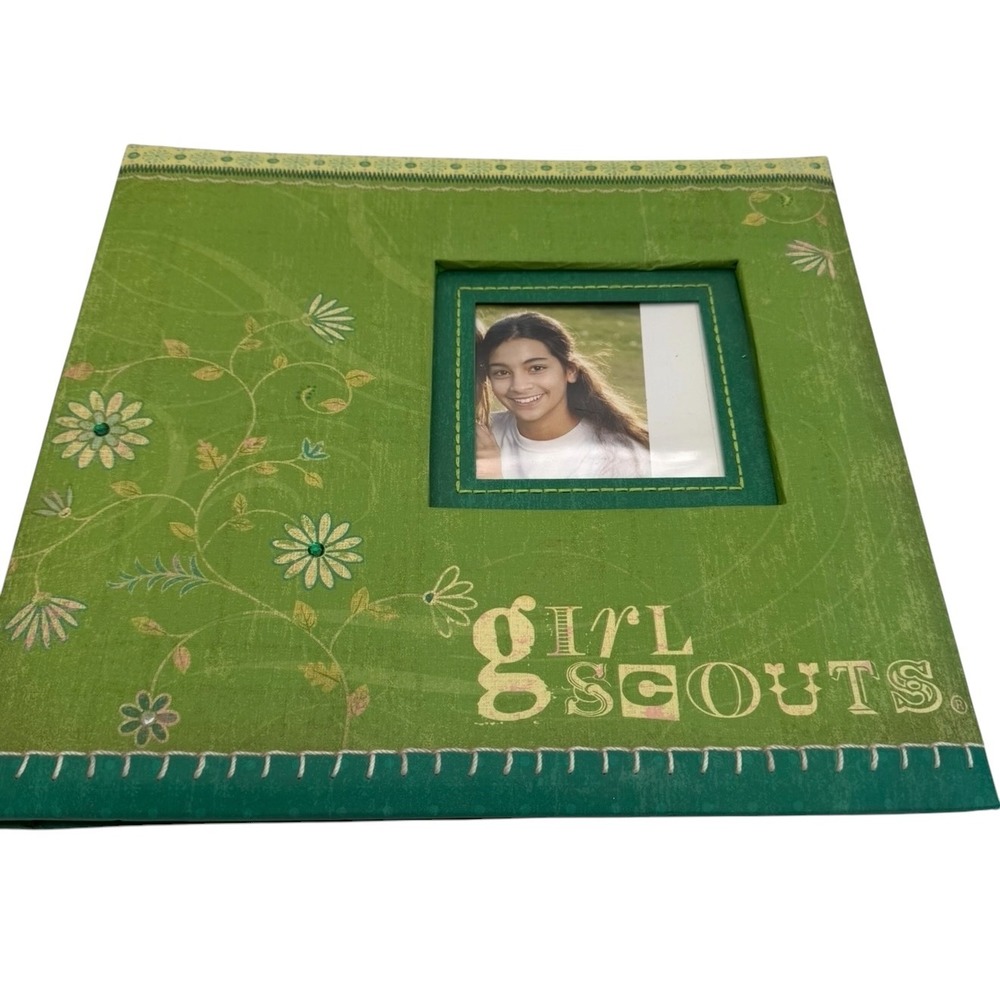 Girl Scouts K&Company Green Floral Scrapbook Album Photo Window Memory Book
